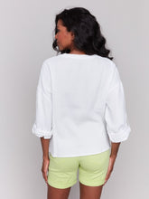 Load image into Gallery viewer, White Cotton Blouse with Front Twist
