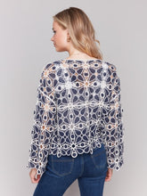 Load image into Gallery viewer, Denim Blue Cotton Blend Crochet Top
