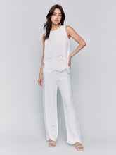 Load image into Gallery viewer, White Linen Tank with Eyelet Embroidery
