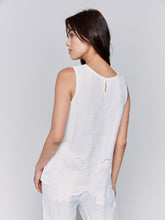 Load image into Gallery viewer, White Linen Tank with Eyelet Embroidery
