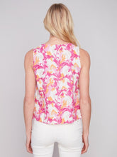 Load image into Gallery viewer, Sherbet Printed Sleeveless Linen Top with Slit
