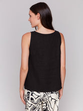 Load image into Gallery viewer, Black Sleeveless Linen Top with Slit
