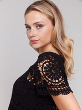 Load image into Gallery viewer, Black Short Sleeve Crochet Cardigan
