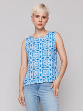 Load image into Gallery viewer, &quot;Illusion&quot; Printed Linen Blend Tank with Side Ties
