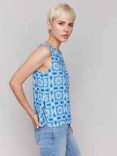 Load image into Gallery viewer, &quot;Illusion&quot; Printed Linen Blend Tank with Side Ties
