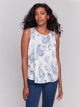 Load image into Gallery viewer, Ivory Printed Satin Tank
