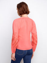 Load image into Gallery viewer, Sorbet Cotton Button-Front Embroidered Blouse
