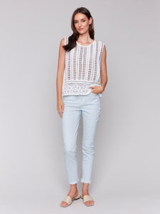 Bluebell Sleeveless Floral Border Crochet Top