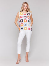 Load image into Gallery viewer, Multi Sleeveless Crochet Crew Neck Top

