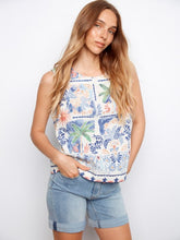 Load image into Gallery viewer, Island Printed Linen Blend Blouse With Back Button Detail
