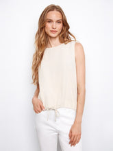 Load image into Gallery viewer, Natural Sleeveless Linen Blend Top With Drawcord
