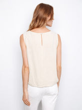 Load image into Gallery viewer, Natural Sleeveless Linen Blend Top With Drawcord
