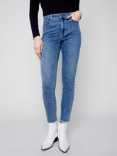 Load image into Gallery viewer, Blue Medium Stretchy Jeans with Tulip Hem
