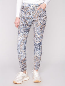 Bohemian Printed Crinkle Suede Jogger Pants