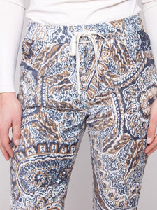 Bohemian Printed Crinkle Suede Jogger Pants