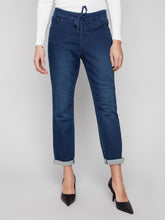 Load image into Gallery viewer, Blue Black Knit Denim Jogger
