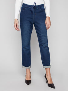 Blue Black Knit Denim Jogger