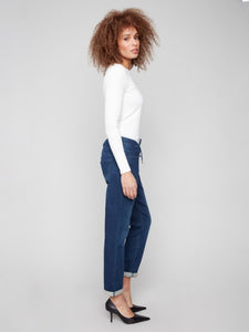 Blue Black Knit Denim Jogger