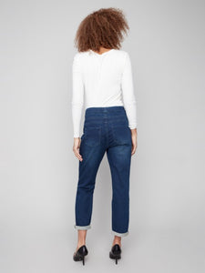 Blue Black Knit Denim Jogger