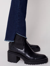 Load image into Gallery viewer, Blue Noir Bootcut Jeans with Asymmetrical Fringed Hem
