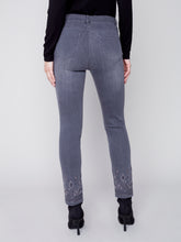 Load image into Gallery viewer, Medium Grey Slim Leg Jeans With Geometric Embroidery
