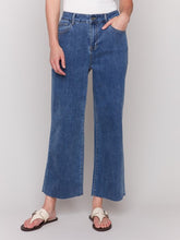 Load image into Gallery viewer, Medium Blue Wide Leg Jeans with Raw Edge
