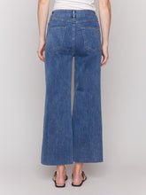 Load image into Gallery viewer, Medium Blue Wide Leg Jeans with Raw Edge

