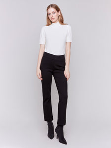 Black Cuffed Ponte Pant