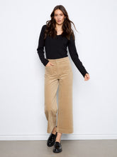 Load image into Gallery viewer, Latte Cropped Patch Pocket Wide Leg Corduroy Pants
