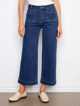 Load image into Gallery viewer, Indigo Patch Pocket Cropped Flare Jeans
