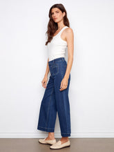 Load image into Gallery viewer, Indigo Patch Pocket Cropped Flare Jeans
