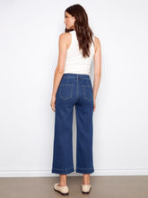 Load image into Gallery viewer, Indigo Patch Pocket Cropped Flare Jeans

