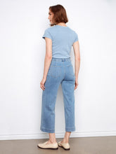 Load image into Gallery viewer, Blue Jean Patch Pocket Cropped Flare Jeans
