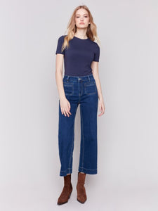 Indigo Patch Pocket Flare Jeans