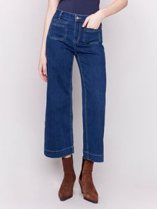 Indigo Patch Pocket Flare Jeans