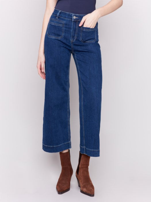 Indigo Patch Pocket Flare Jeans