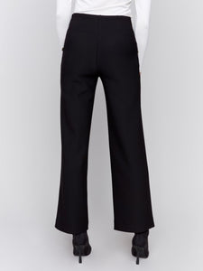 Crepe Flare Pants With Buttons At Waist