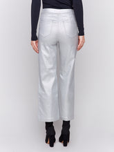 Load image into Gallery viewer, CB- Silver Metallic Wax Flared Pants
