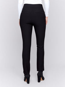 Black Crepe Slim Fit Dress Pants