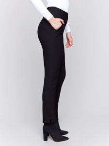 Black Crepe Slim Fit Dress Pants