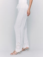 Load image into Gallery viewer, White Linen Pants with Eyelet Embroidery
