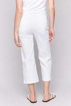 Load image into Gallery viewer, White &amp; Gold Floral Embroidered Cropped Flare Pants
