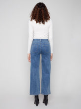 Load image into Gallery viewer, Wide Leg Jeans With All-Over Embossed Hearts

