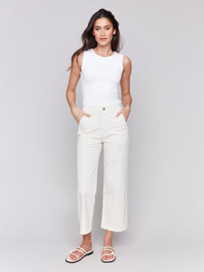 Natural Cropped Utility Pocket Twill Pants