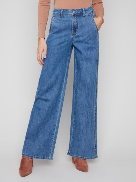 Classic Blue Wide Leg Stretch Jeans
