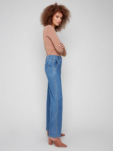 Classic Blue Wide Leg Stretch Jeans