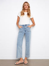 Load image into Gallery viewer, CB- Light Blue New Cropped Wide Leg Stretch Jeans
