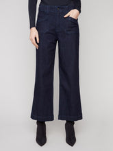 Load image into Gallery viewer, Deep Blue Cropped Wide Leg Stretch Jeans
