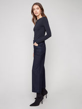 Load image into Gallery viewer, Deep Blue Cropped Wide Leg Stretch Jeans
