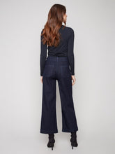 Load image into Gallery viewer, Deep Blue Cropped Wide Leg Stretch Jeans
